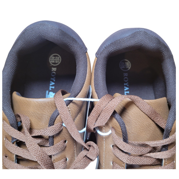 Royal Class Men's Dress Sneaker Size 9 Vegan Leather Casual Brown Lace Up Casual - Picture 6 of 11